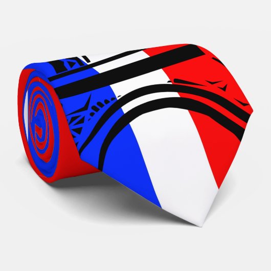 Eiffeltoren en Vlag van Frankrijk Stropdas (Opgerold)