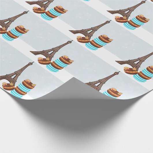 Eiffeltoren en winterkerst in Macarons Cadeaupapier (Hoek)