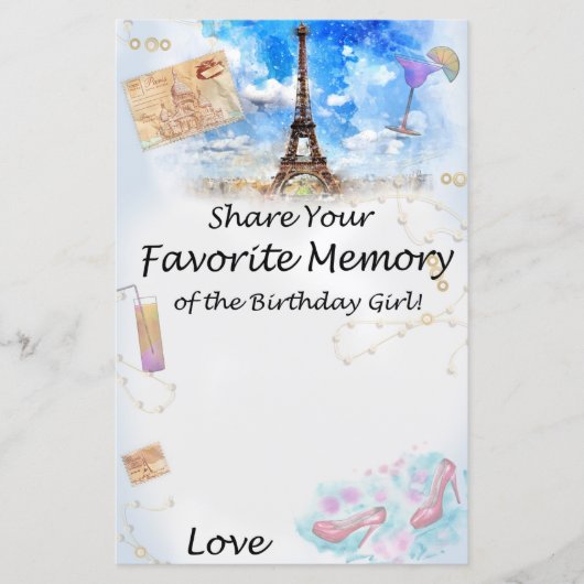 Eiffeltoren Favoriete herinnering aan het meisje v (Voorkant)