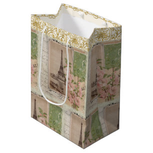 Eiffeltoren Floral Paris Gold Script Medium Cadeauzakje