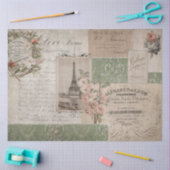 Eiffeltoren Frans script Ephemera Floral Tissuepapier (Craft)