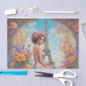 Eiffeltoren Frans Vrouw Bloemen Decoupage Papier (Craft)