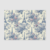 Eiffeltoren Franse Toile de Jouy Blue Decoupage Tissuepapier (Voorkant)