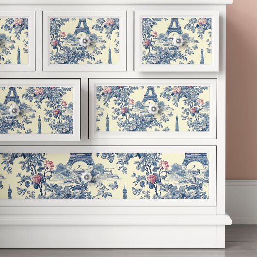 Eiffeltoren Franse Toile de Jouy Blue Decoupage Tissuepapier