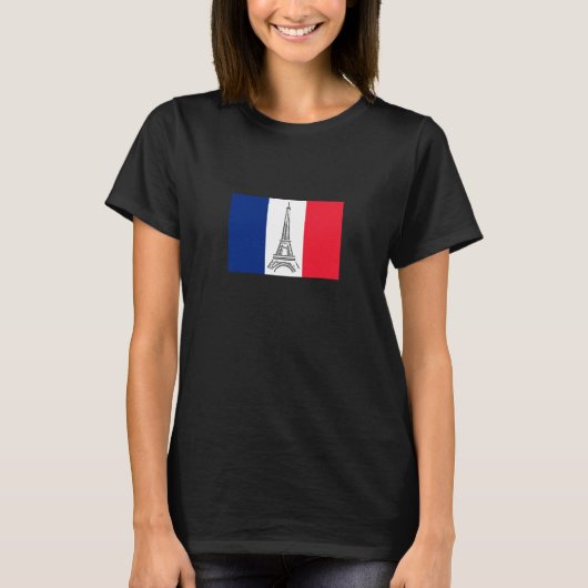 Eiffeltoren Franse vlag T-Shirt (Voorkant)