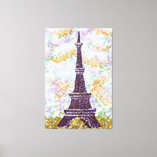 Eiffeltoren geïnspireerd als landschapspointillism canvas afdruk (Voorkant)