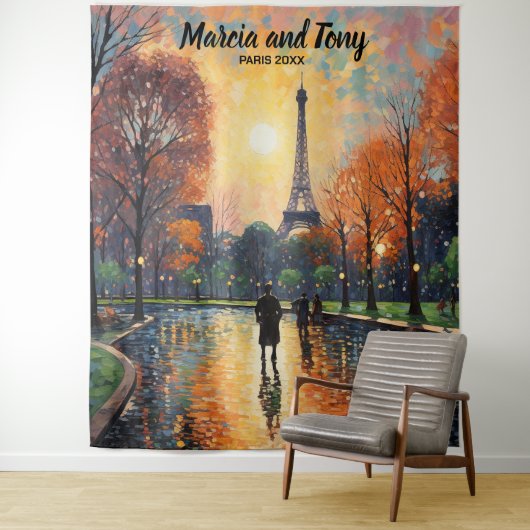 Eiffeltoren Handdoek en Mooie Achtergrond van een Wandkleed (In situ)