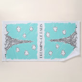 Eiffeltoren Illustratie aangepaste tekst strandhan Strandlaken (Voorkant)