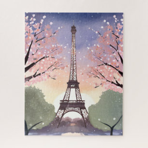 Eiffeltoren in bloei Parijs Frankrijk Aquarel Legpuzzel