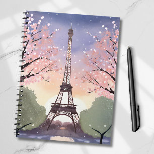 Eiffeltoren in bloei Parijs Frankrijk Aquarel Notitieboek