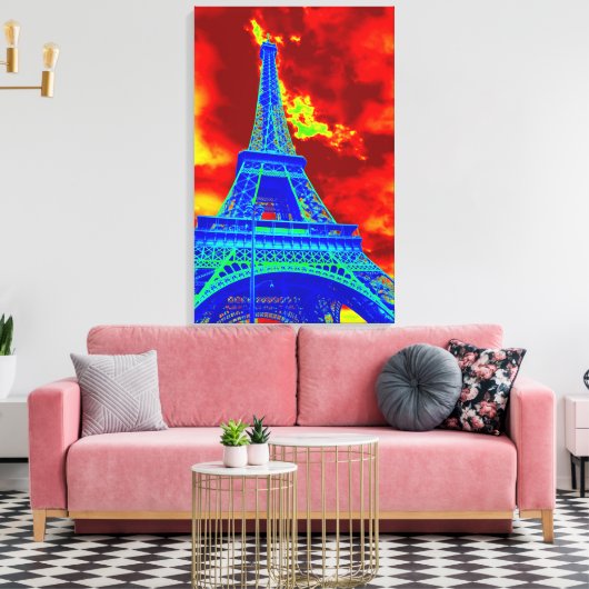 Eiffeltoren in brand canvas afdruk (Insitu (Woonkamer))