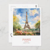 Eiffeltoren in de lente Save the Date Briefkaart (Voorkant / Achterkant)