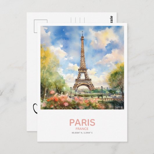 Eiffeltoren in de lente Save the Date Briefkaart (Voorkant / Achterkant)