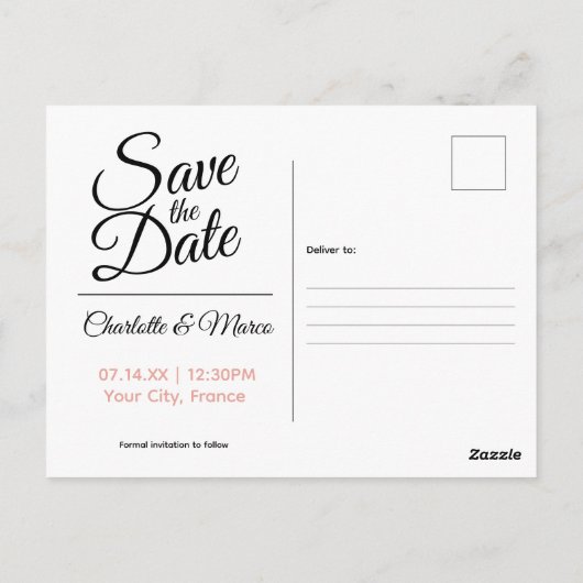 Eiffeltoren in de lente Save the Date Briefkaart (Achterkant)