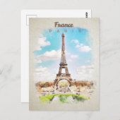 Eiffeltoren in het briefkaart van de waterverf (Voorkant / Achterkant)