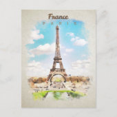 Eiffeltoren in het briefkaart van de waterverf (Voorkant)