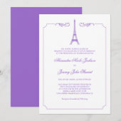 Eiffeltoren in Lavender Elegant Wedding Invitatio Kaart (Voorkant / Achterkant)
