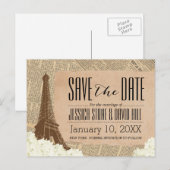  Eiffeltoren in Parijs Aankondigingskaart (Voorkant / Achterkant)