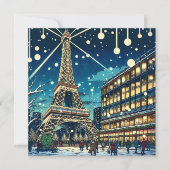 Eiffeltoren in Parijs, Frankrijk met kerst Kaart (Voorkant)