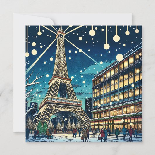 Eiffeltoren in Parijs, Frankrijk met kerst Kaart (Voorkant)