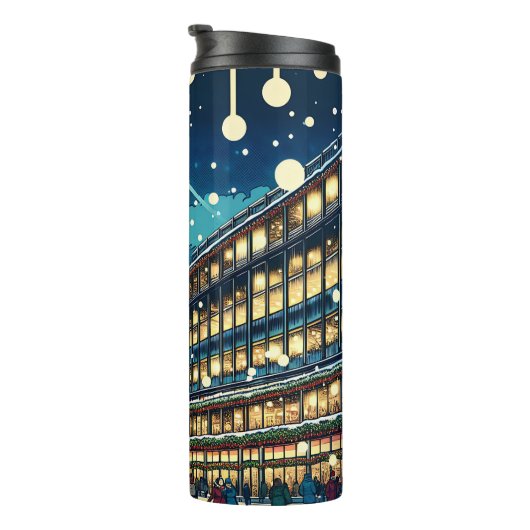 Eiffeltoren in Parijs, Frankrijk tijdens de kerstd Thermosbeker (Geroteerd rechts)