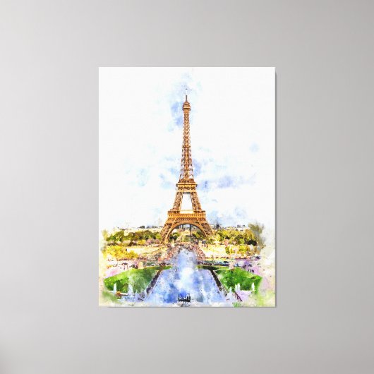 Eiffeltoren in Parijs tijdens zonsondergang nr2 Canvas Afdruk (Voorkant)