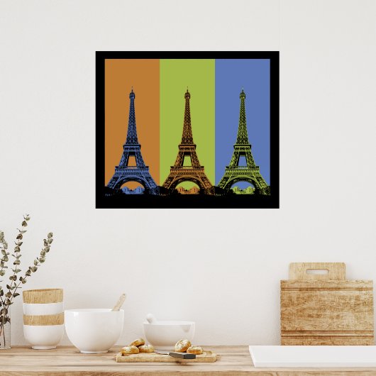 Eiffeltoren in Parijs Triptych Poster (Keuken)