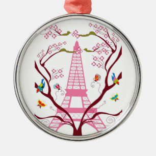 Eiffeltoren in voorjaarsversiering metalen ornament