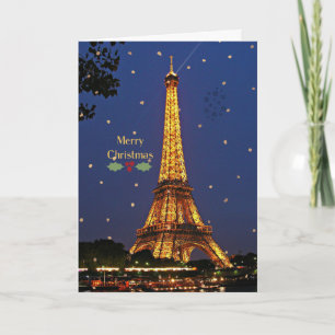 Eiffeltoren Kerstmis, feestelijke vakantiefoto Kaart