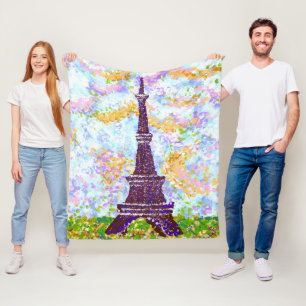 Eiffeltoren Landschap Lente Pointillisme Fleece Deken