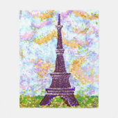 Eiffeltoren Landschap Lente Pointillisme Fleece Deken (Voorkant)