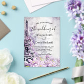 Eiffeltoren lavendel Romance bruiloft Acryl Uitnodigingen (Insitu (Huwelijk))