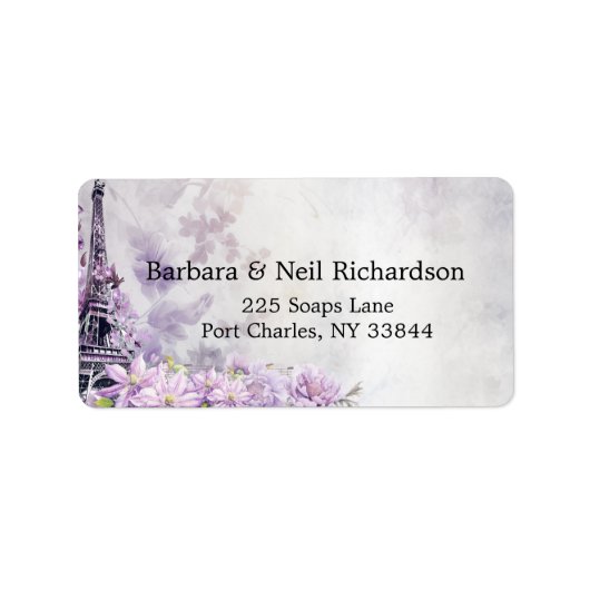Eiffeltoren lavendel Romance bruiloft Etiket (Voorkant)