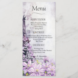 Eiffeltoren Lavendel Romantisch Trouwmenu Menu