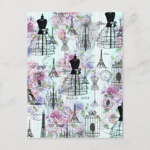  Eiffeltoren: mannequin florale collage Briefkaart