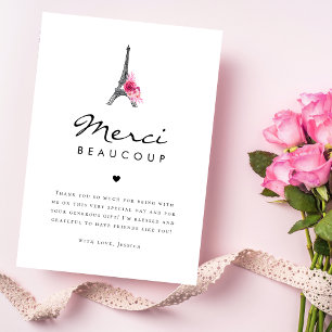 Eiffeltoren Merci Beaucoup Franse Bruiloft Bedankkaart