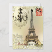 eiffeltoren met beige bloemelas chandelier paris kaart (Voorkant)