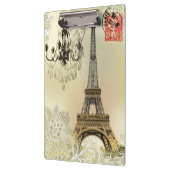 eiffeltoren met beige bloemelas chandelier paris klembord (Links)