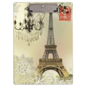 eiffeltoren met beige bloemelas chandelier paris klembord (Voorkant)