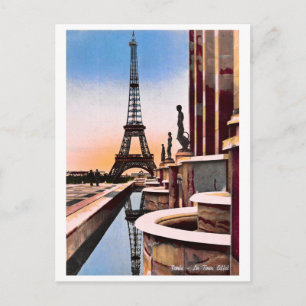 Eiffeltoren  met hand gekleurde vogels OogUitzicht Briefkaart