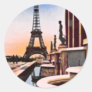 Eiffeltoren met hand gekleurde vogels OogUitzicht Ronde Sticker