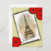 Eiffeltoren met kerstwens feestdagenkaart (Voorkant / Achterkant)