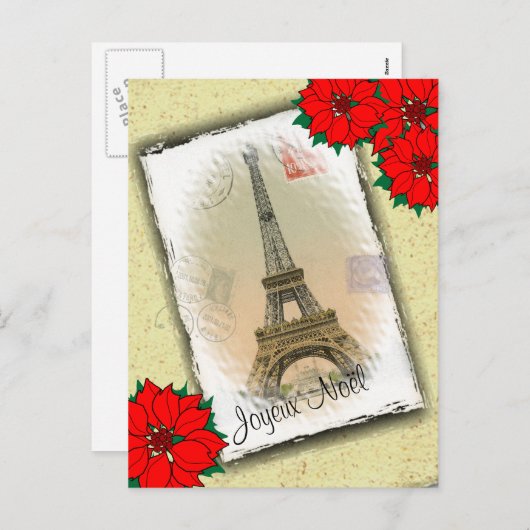 Eiffeltoren met kerstwens feestdagenkaart (Voorkant / Achterkant)