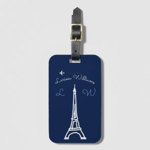 Eiffeltoren met naam en initialen reizen bagagelabel