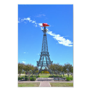 Eiffeltoren met rode cowboyhoed, Paris, Texas Foto Afdruk