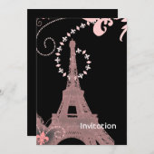 eiffeltoren met roze en zwarte roze parijs kaart (Voorkant / Achterkant)