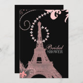 eiffeltoren met roze en zwarte roze parijs kaart (Voorkant / Achterkant)