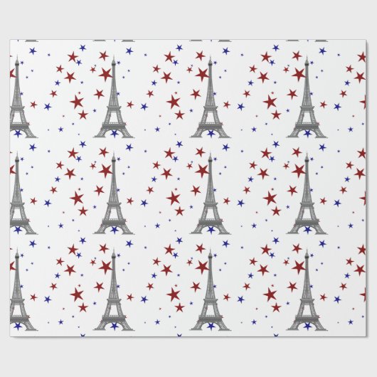 Eiffeltoren met sterren cadeaupapier (Vlak)