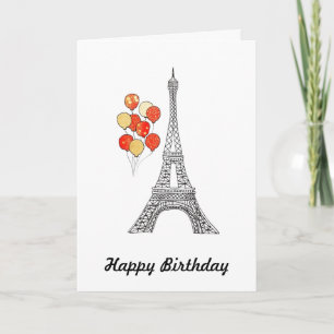 Eiffeltoren met veel ballonnen Verjaardag Kaart