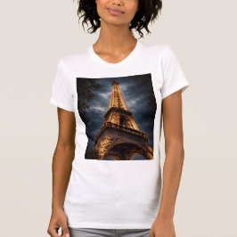 Eiffeltoren Nacht Parijs Kunst – Romantisch Stadsl T-shirt